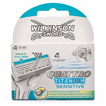 Dagaanbieding - Wilkinson Quattro Titanium Sensitive Mesjes 4 stuks dagelijkse koopjes