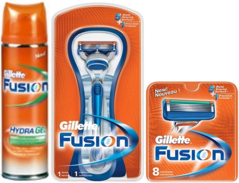 Dagaanbieding - Gillette Combi Fusion Systeem + 8 mesjes + Scheergel dagelijkse aanbiedingen