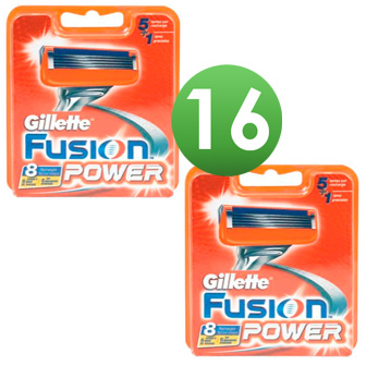 Dagaanbieding - Gillette Combi Scheermesjes Fusion Power 16 stuks = 2 x 8 mesjes dagelijkse aanbiedingen