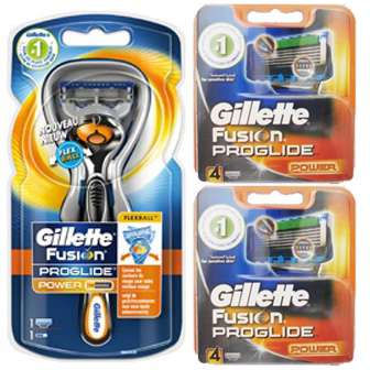 Dagaanbieding - Gillette Combi Scheerapparaat Fusion Proglide Flexball Power + 2x4 Power scheermesjes dagelijkse aanbiedingen
