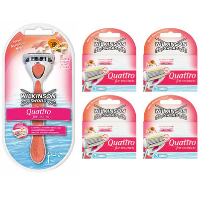 Dagaanbieding - Wilkinson Sword Combi Quattro For Women Systeem + 12 mesjes dagelijkse aanbiedingen