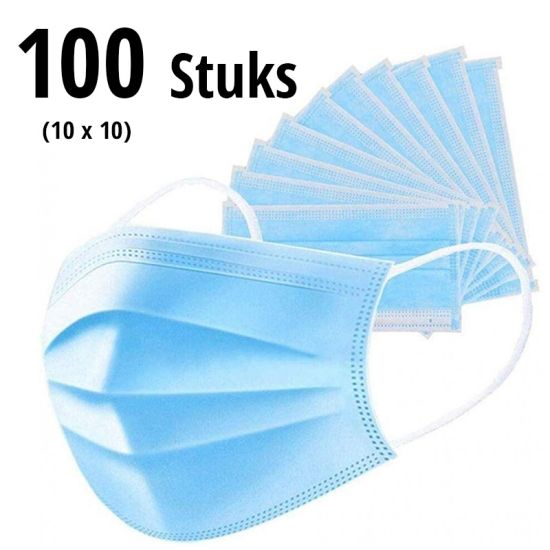 Wegwerp Mondkapjes 3-laags Blauw 100 Stuks