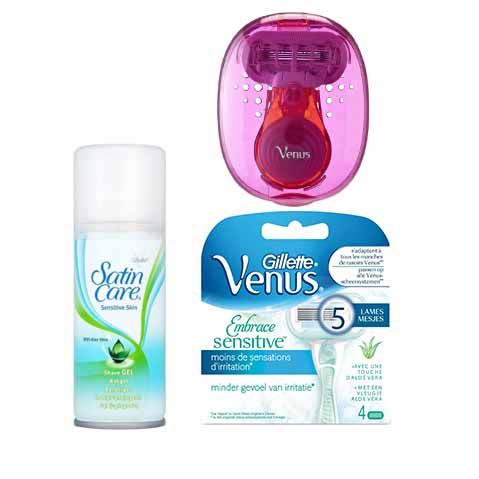 Gillette Combi Venus Embrace Sensitive SNAP systeem incl 5 mesje +75ml scheergel