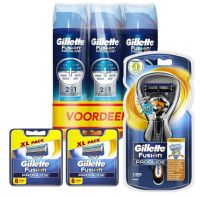 Gillette Combi Fusion ProGlide Flexball Houder incl 17 Mesjes + 3x ProGlide Hydrating Gel 200ml