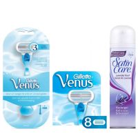 Gillette Venus Woman Scheersysteem incl 10 Mesjes + Droge Huid Scheergel 200ml