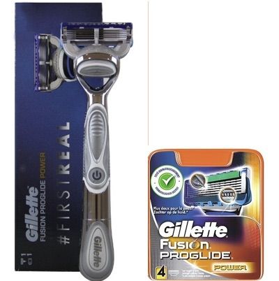 Gillette Combi Fusion ProGlide Power Houder Chrome + 4 pack