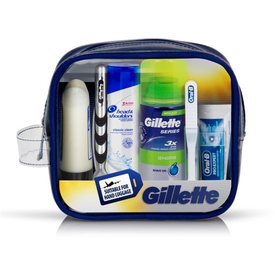 Gillette Mach3 Transparante Toilettas incl 6 Handige Producten