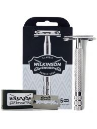 Wilkinson Classic Vintage Premium Metal scheermes houder incl 5 mesjes