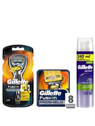 Gillette Combi Fusion ProShield Houder incl 9 Mesjes + Series Scheergel 240ml