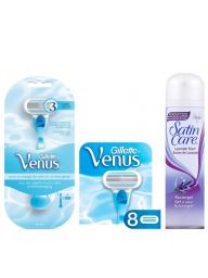 Gillette Venus Woman Scheersysteem incl 10 Mesjes + Droge Huid Scheergel 200ml