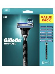 Gillette Mach3 Houder incl 12 Mesjes Nieuw