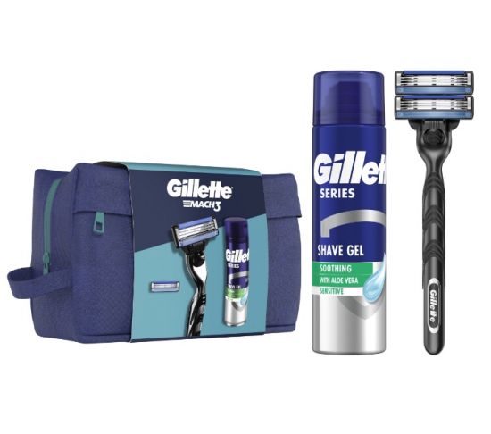 Gillette Mach3 Cadeauset Toilettas Systeem incl 2 mesjes + scheergel