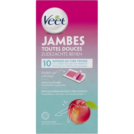 10 Veet Waxstrips Zijdezachte Benen + 2 Nabehandelingsdoekjes