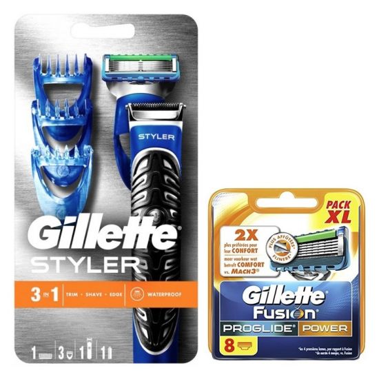 Gillette Combi Fusion ProGlide Styler Systeem + 8 ProGlide Power Mesjes