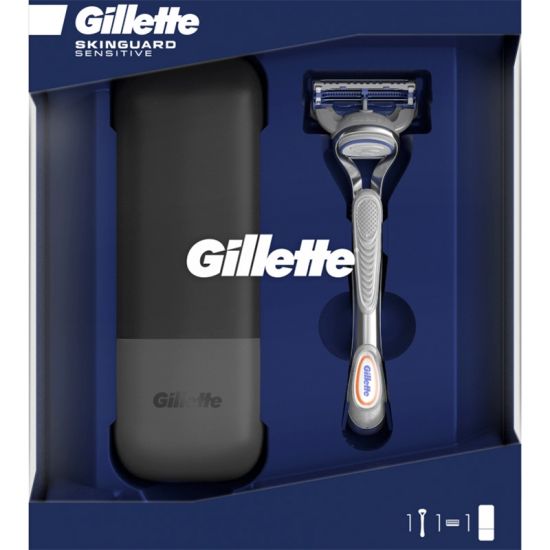 Gillette SkinGuard Sensitive Scheersysteem incl 1 Mesje Giftset met Travel Case