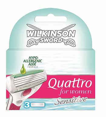 Dagaanbieding - Wilkinson Quattro For Women Mesjes Sensitive 3 stuks dagelijkse aanbiedingen