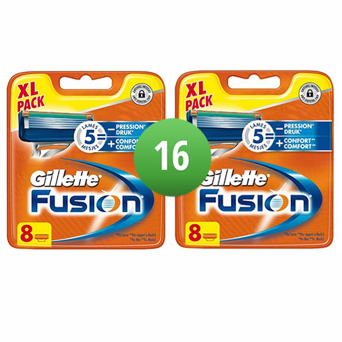 Dagaanbieding - Gillette Combi Scheermesjes Fusion 16 stuks = 2 x 8 mesjes dagelijkse aanbiedingen