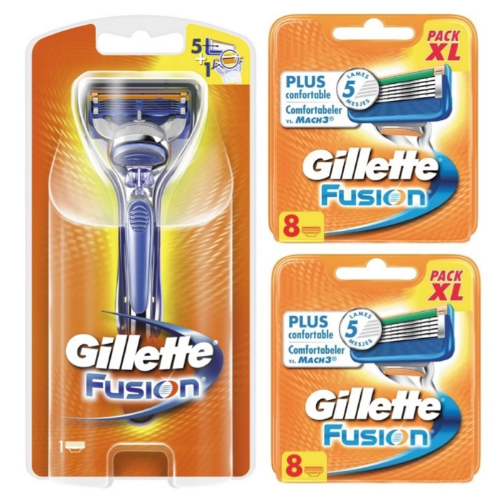 Dagaanbieding - Gillette Combi Fusion Houder incl 17 Mesjes dagelijkse koopjes