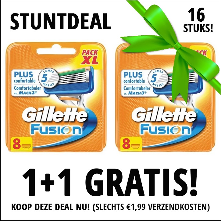 Dagaanbieding - Gillette Fusion scheermesjes 1+1 8 pack Gratis dagelijkse koopjes