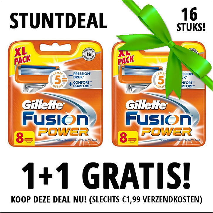 Dagaanbieding - Gillette Fusion Power scheermesjes 1+1 8 pack Gratis dagelijkse aanbiedingen
