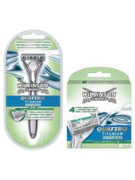 Wilkinson Sword Combi Quattro Titanium Sensitive Scheersysteem incl 9 mesjes