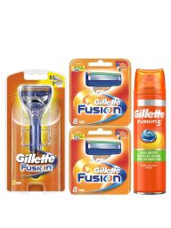 Gillette Combi Fusion Scheersysteem incl 18 Mesjes + Ultra Sensitive Gel 200ml