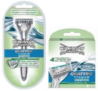 Wilkinson Sword Combi Quattro Titanium Sensitive Scheersysteem incl 9 mesjes