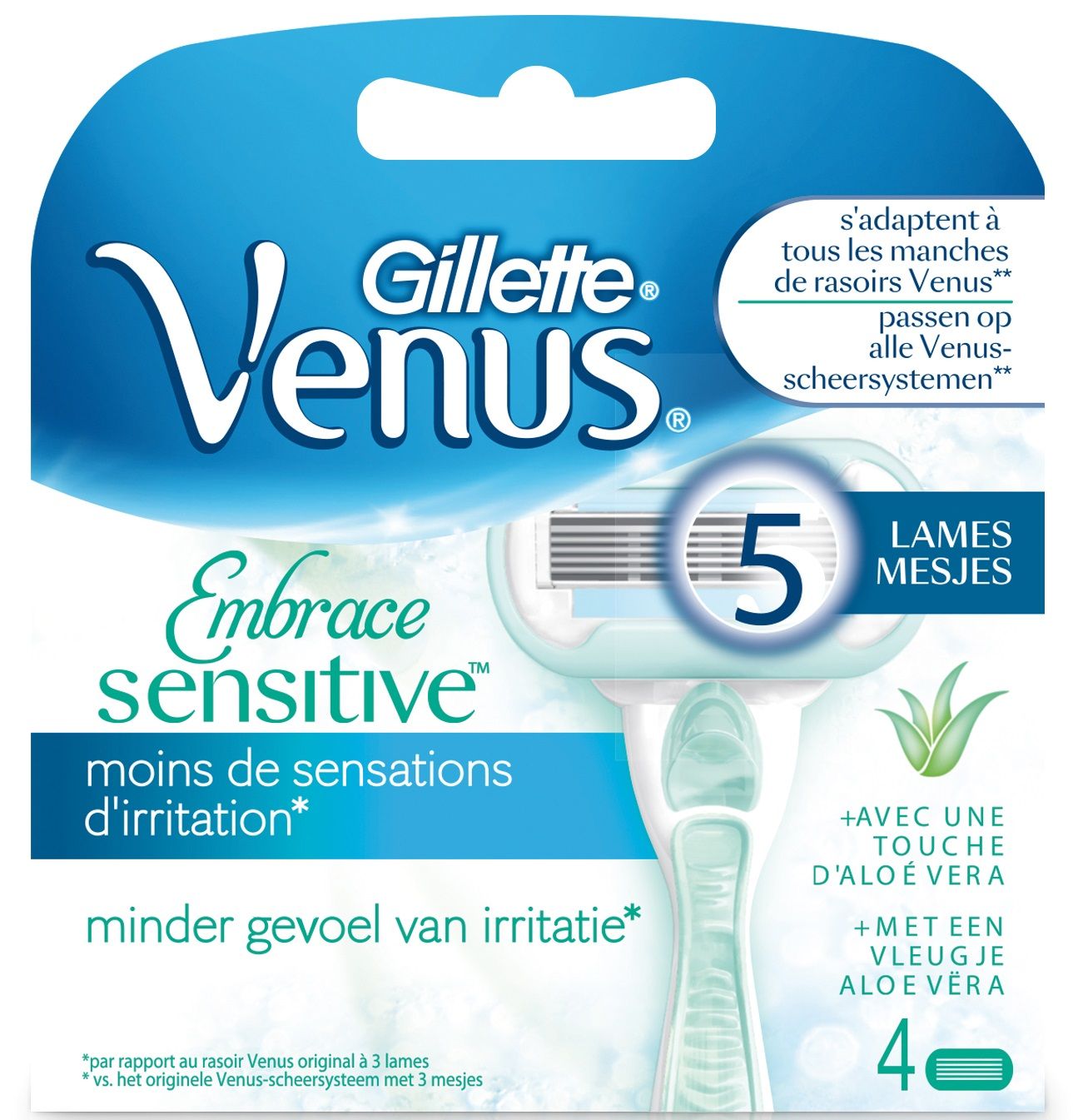 Symmetrie Kluisje thuis Gillette Venus Embrace Sensitive 4 Scheermesjes | ShaveSavings.com  ShaveSavings.com