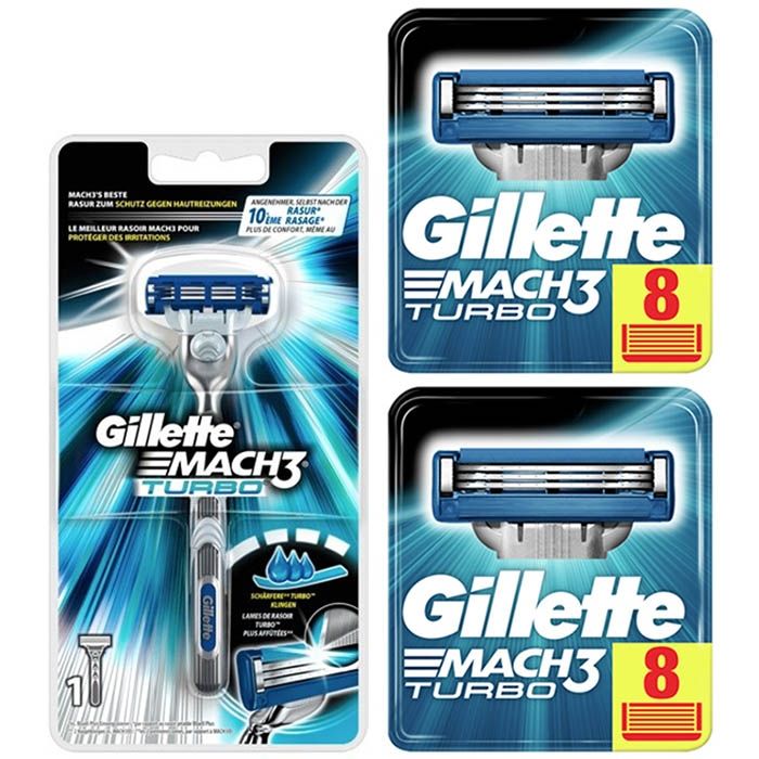 Sanctie ingesteld Schat Gillette Combi Mach3 Turbo Scheersysteem incl 17 mesjes ShaveSavings.com