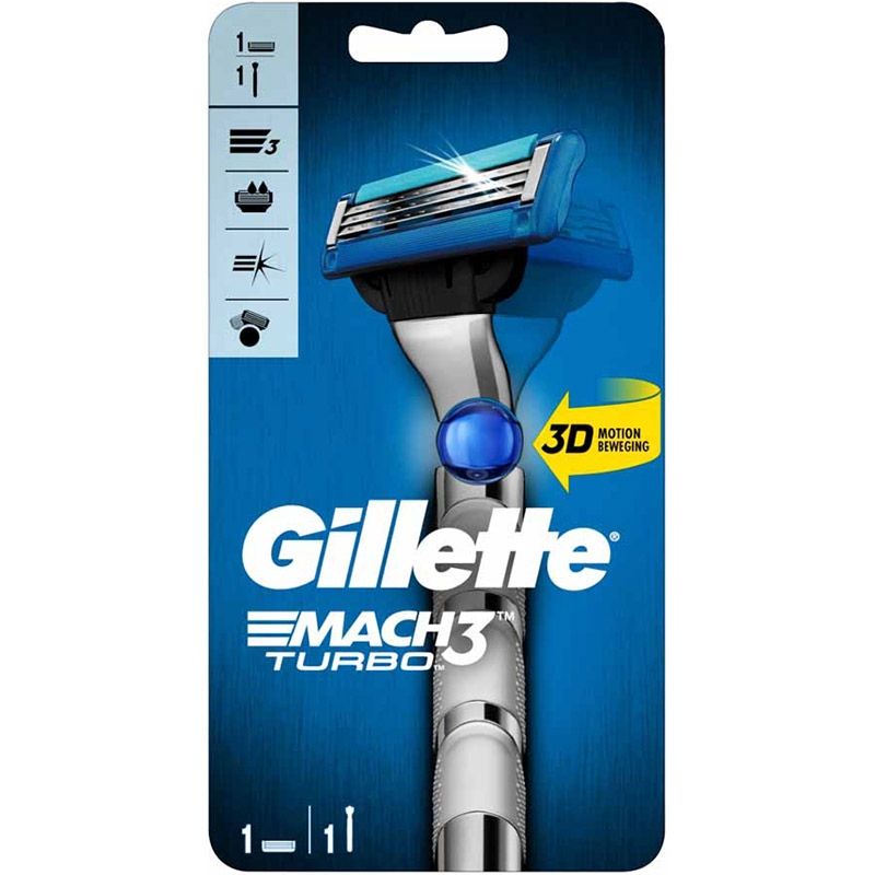 Gillette Mach3 Turbo 3D Scheersysteem incl Mesje | ShaveSavings.com ShaveSavings.com