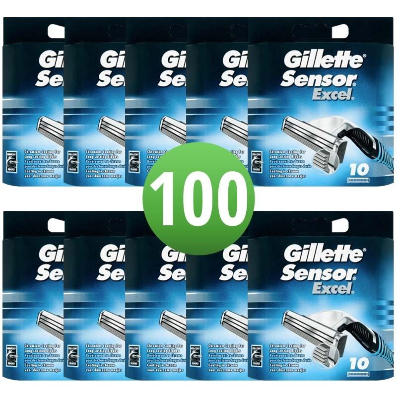 Inefficiënt wees onder de indruk Hijsen Gillette Sensor Excel Scheermesjes 100 Stuks Hele Doos (10x10)  ShaveSavings.com