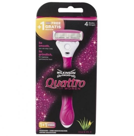 Wilkinson Quattro For Women Houder Pink incl 2 mesjes