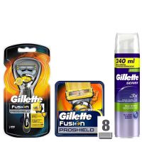 Gillette Combi Fusion ProShield Houder incl 9 Mesjes + Series Scheergel 240ml