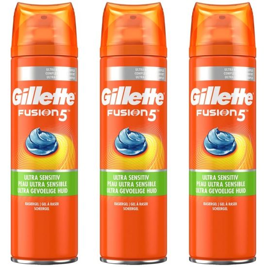 Gillette Combi Fusion5 Ultra Sensitive Scheergel 3x200ml