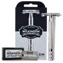 Wilkinson Classic Vintage Premium Metal scheermes houder incl 5 mesjes