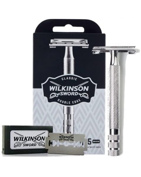 Wilkinson Classic Vintage Premium Metal scheermes houder incl 5 mesjes