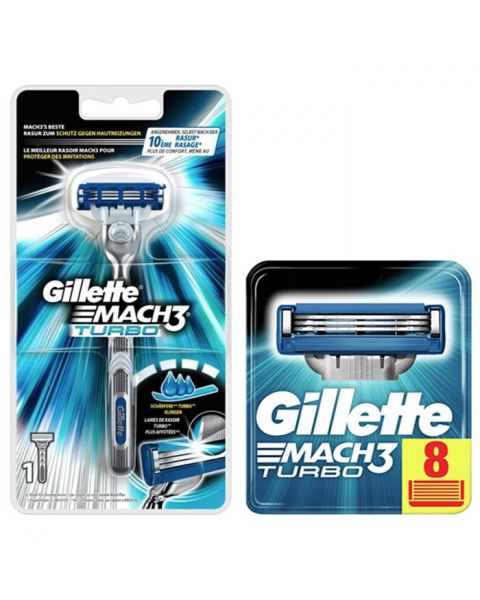 versus erosie Exclusief Gillette Combi Mach3 Turbo Houder incl 9 mesjes ShaveSavings.com