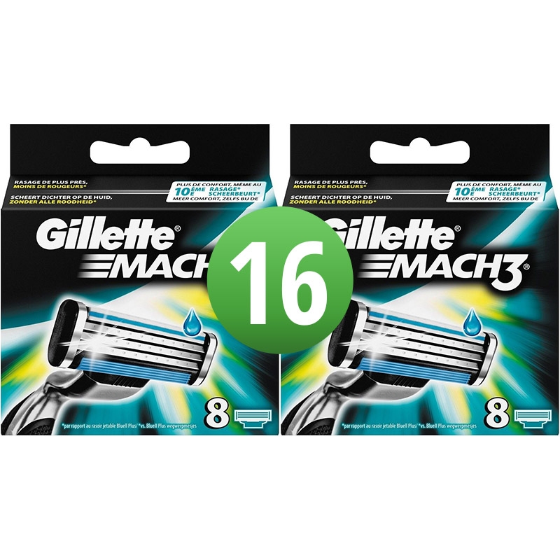 Dagaanbieding - Gillette Combi Scheermesjes Mach3 16 mesjes (2x8) dagelijkse aanbiedingen