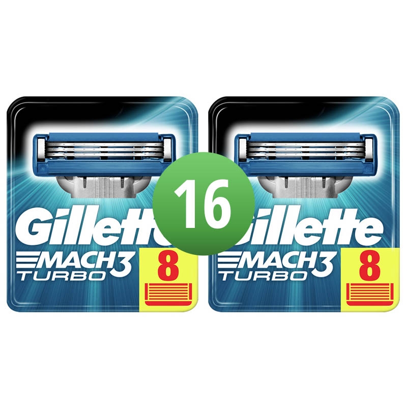 Dagaanbieding - Gillette Combi Scheermesjes Mach3 Turbo 16 mesjes 2x8 dagelijkse aanbiedingen