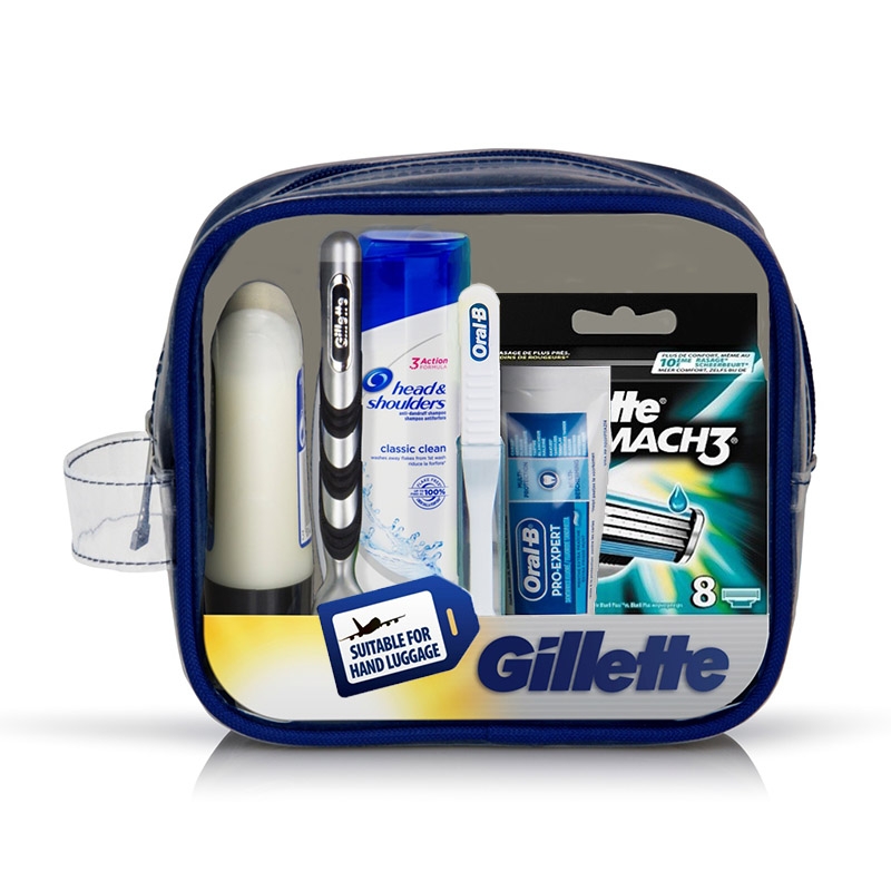 Dagaanbieding - Gillette Mach3 Toilettas met Houder incl 9 Mesjes + 4 Handige Producten dagelijkse aanbiedingen