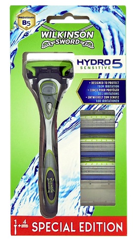 Wilkinson Sword Hydro 5 Sensitive Mesjes met houder incl 4 scheermesjes