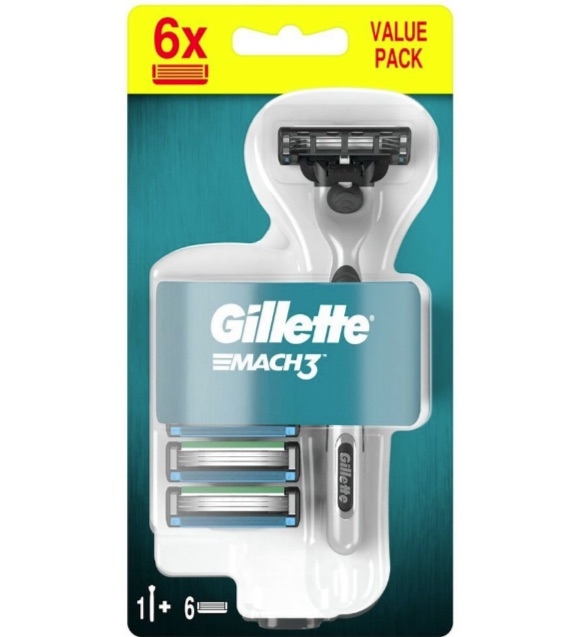 Gillette Mach3 voordeelverpakking – scheersysteem + 6 extra mesjes