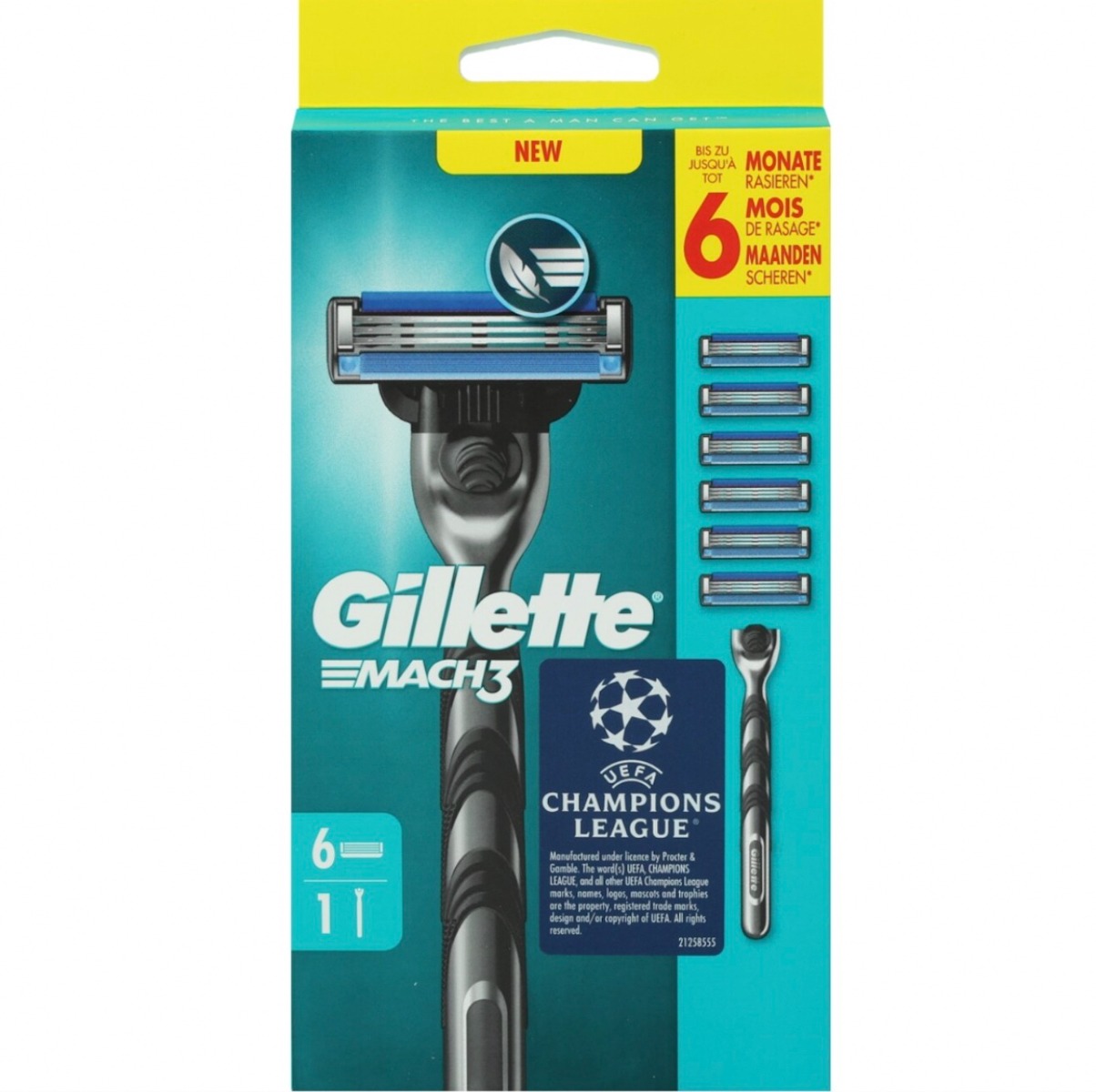 Gillette Mach3 Houder incl 6 Mesjes Nieuw