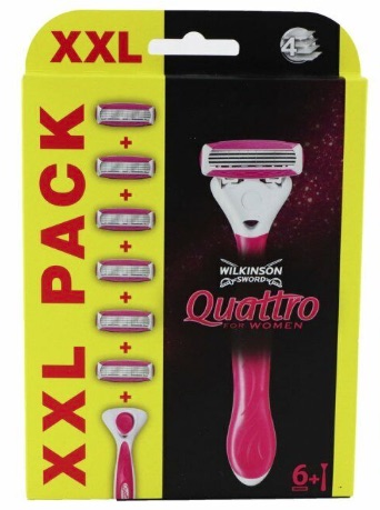 Dagaanbieding - Wilkinson Quattro For Women Houder Pink incl 6 mesjes dagelijkse aanbiedingen