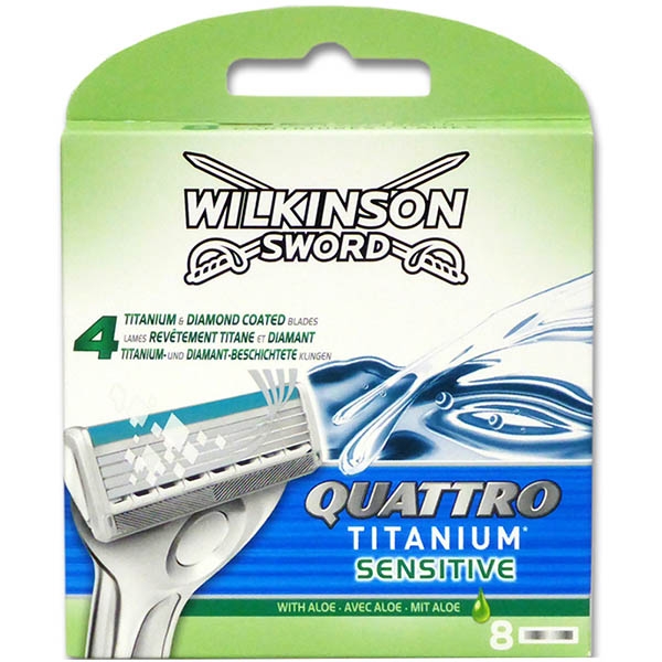 Wilkinson Quattro Scheermesjes Titanium Sensitive 8stuks